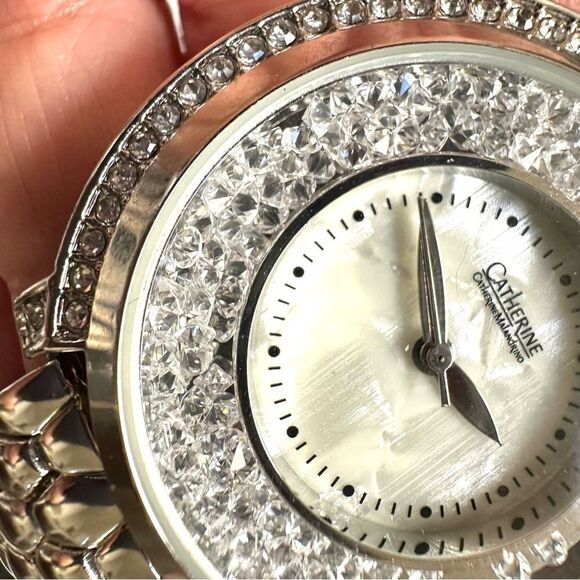 Catherine Malandrino silver tone bling rhinestone watch - Picture 7 of 9